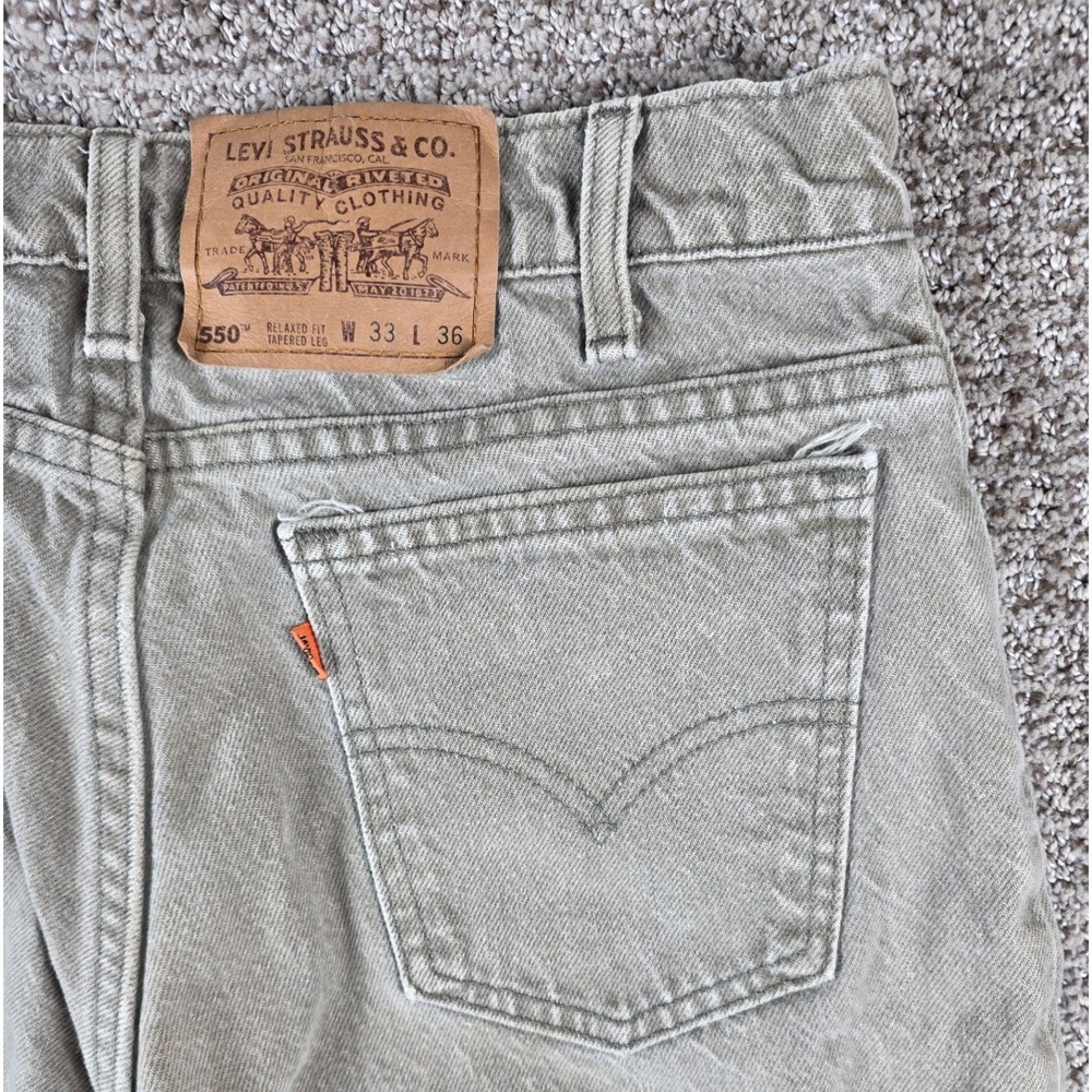 Vintage 90s Levis‎ 550 Mens Relaxed Fit Tapered Leg Khaki Jeans 30x36 Green